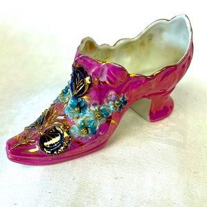 Vintage porcelain  hand decorated ladies Victorian slipper made in Germany